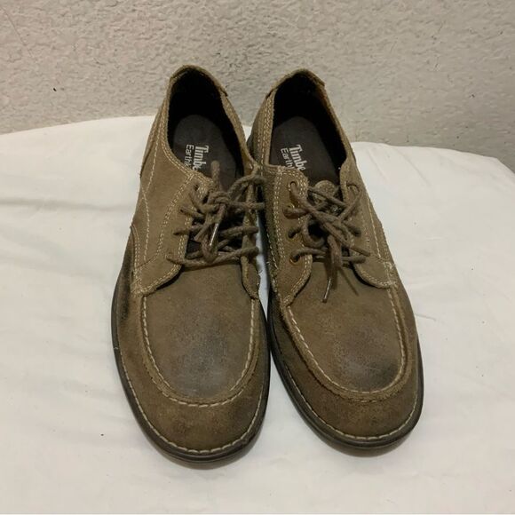 Timberland EarthKeepers 3311A Taupe Suede Moc Toe Loafers Oxfords Shoes Men's 8 - Picture 1 of 14